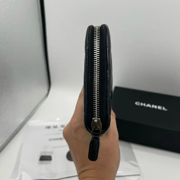 Chanel Patent Leather Black Quilted Organizer Wallet w/ COA - Picture 5 of 11